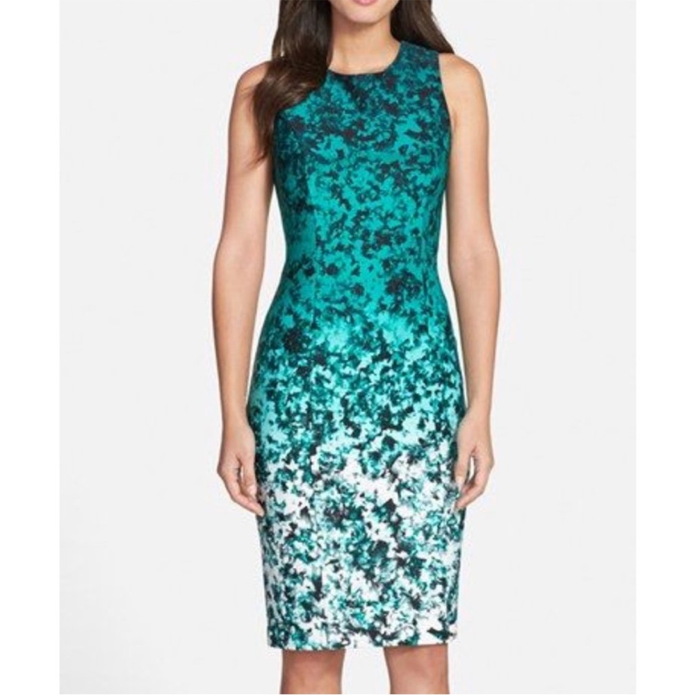 NWOT Vince Camuto Teal Ombre Patterned Dress Perfect Condition Never Worn! 8P